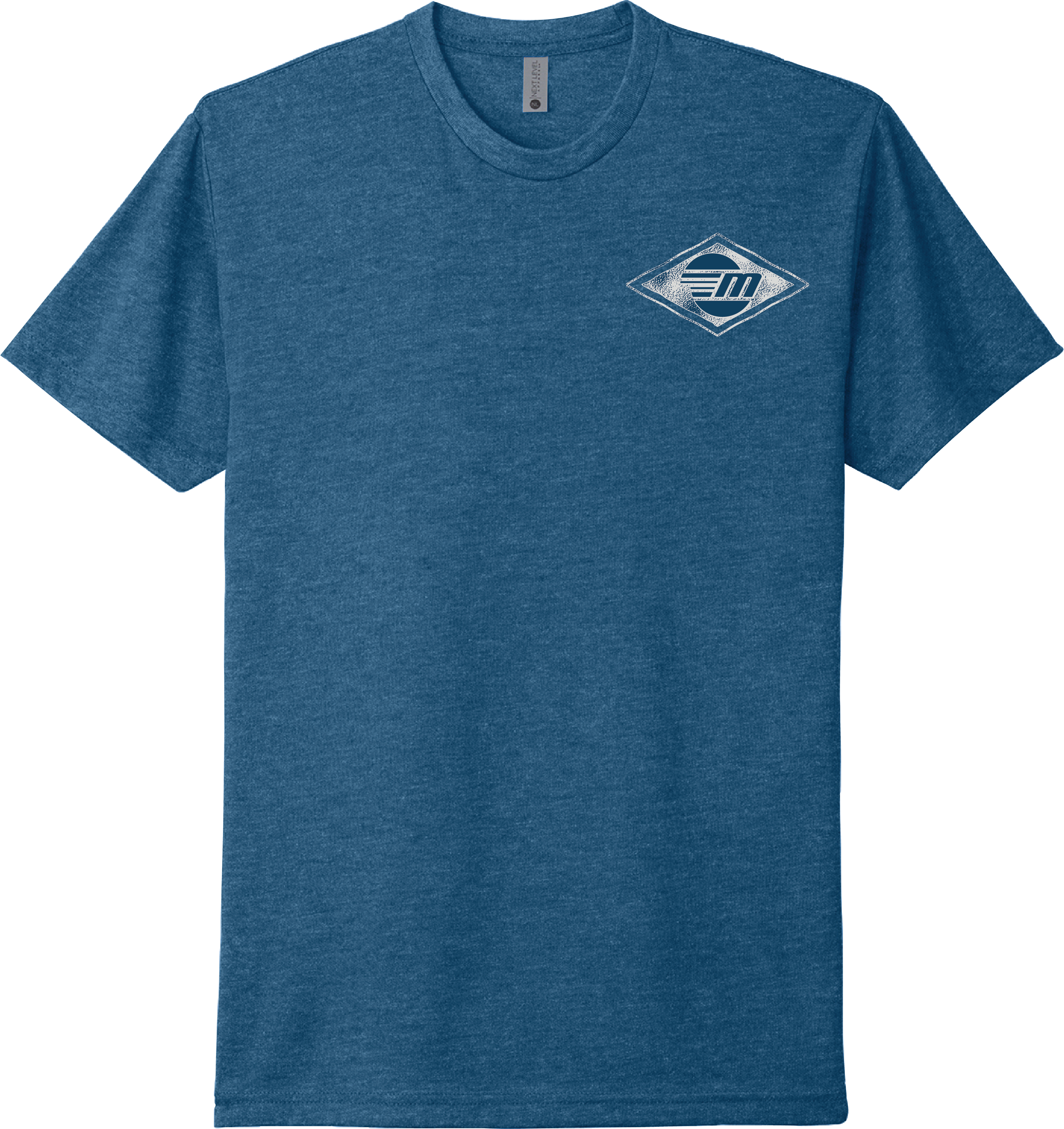 Blue Malibu Surfer Tee with a small, vintage-style logo on the upper left chest area.