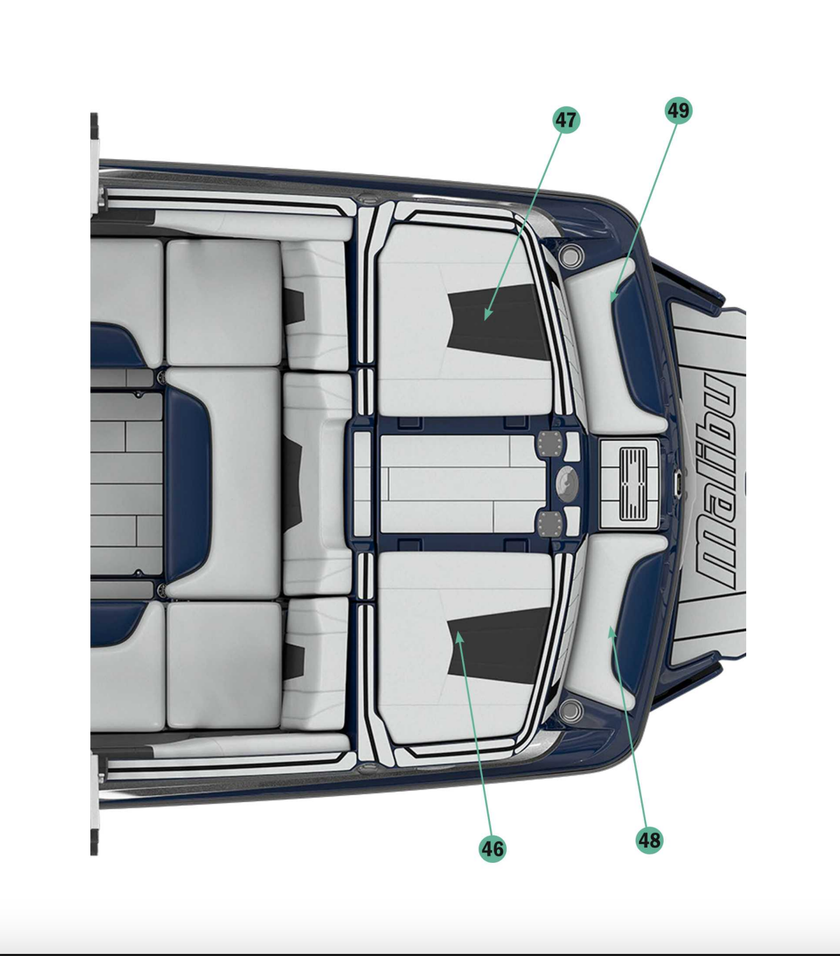 2022 24 MXZ rear sundeck hatch skins showcasing a sleek design for enhanced comfort and style on your Malibu boat.