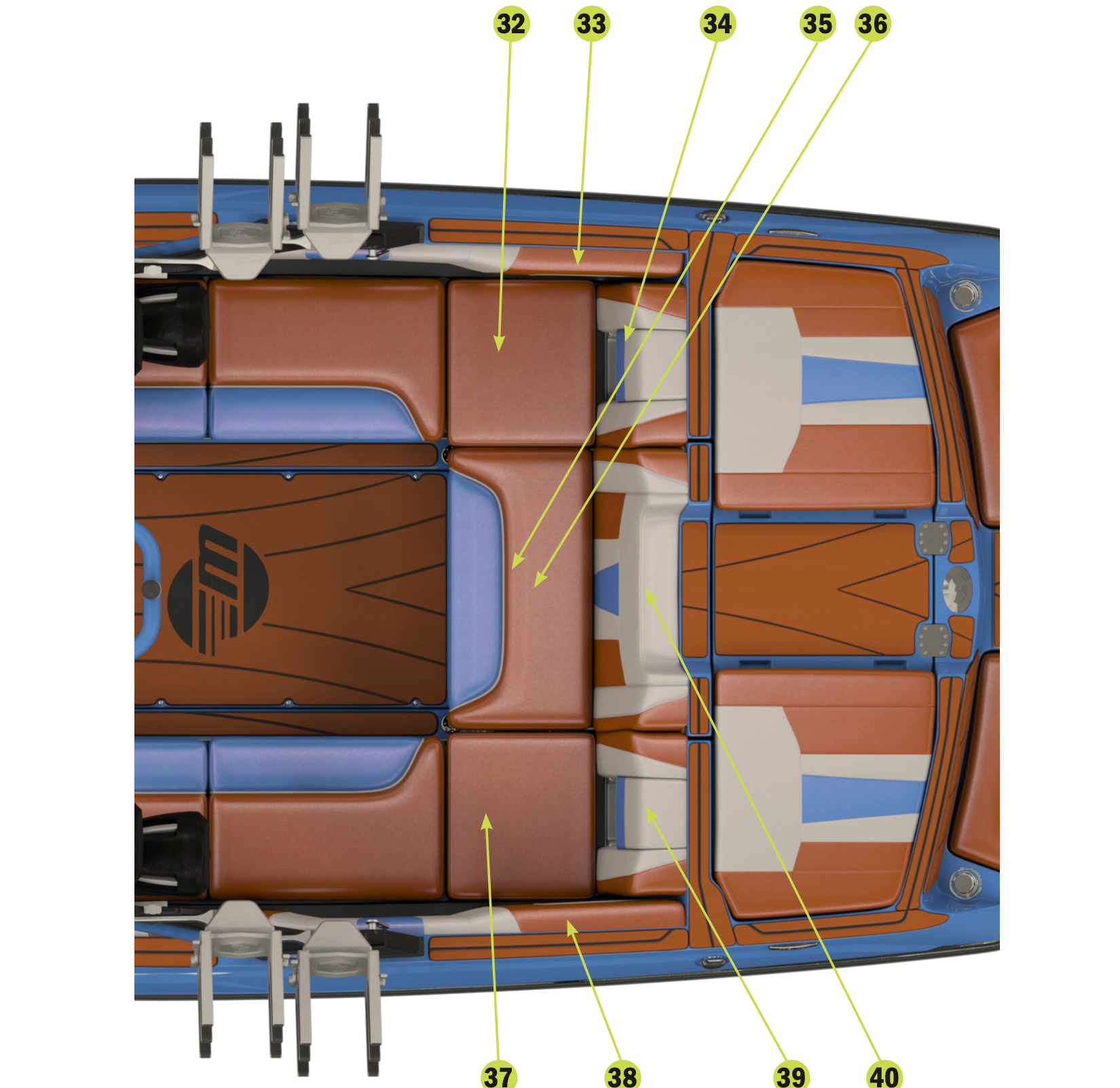 2023 Rear Center Seat Skin #35 for boat seating, featuring a stylish design and durable materials.