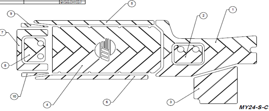 Diagram of the 23 LSV Soft Grip, showcasing its design and features for enhanced comfort and control on boats.