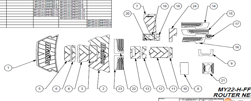 Diagram of a 25 LSV flip-down platform with soft grip, showing exploded view and numbered parts.