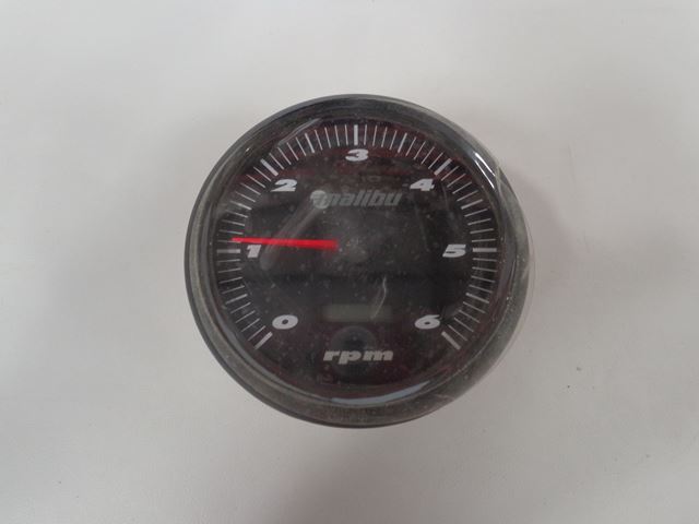 Malibu 5" tachometer with hourmeter, 2001 model, showing RPM gauge with a red needle pointing to 1.