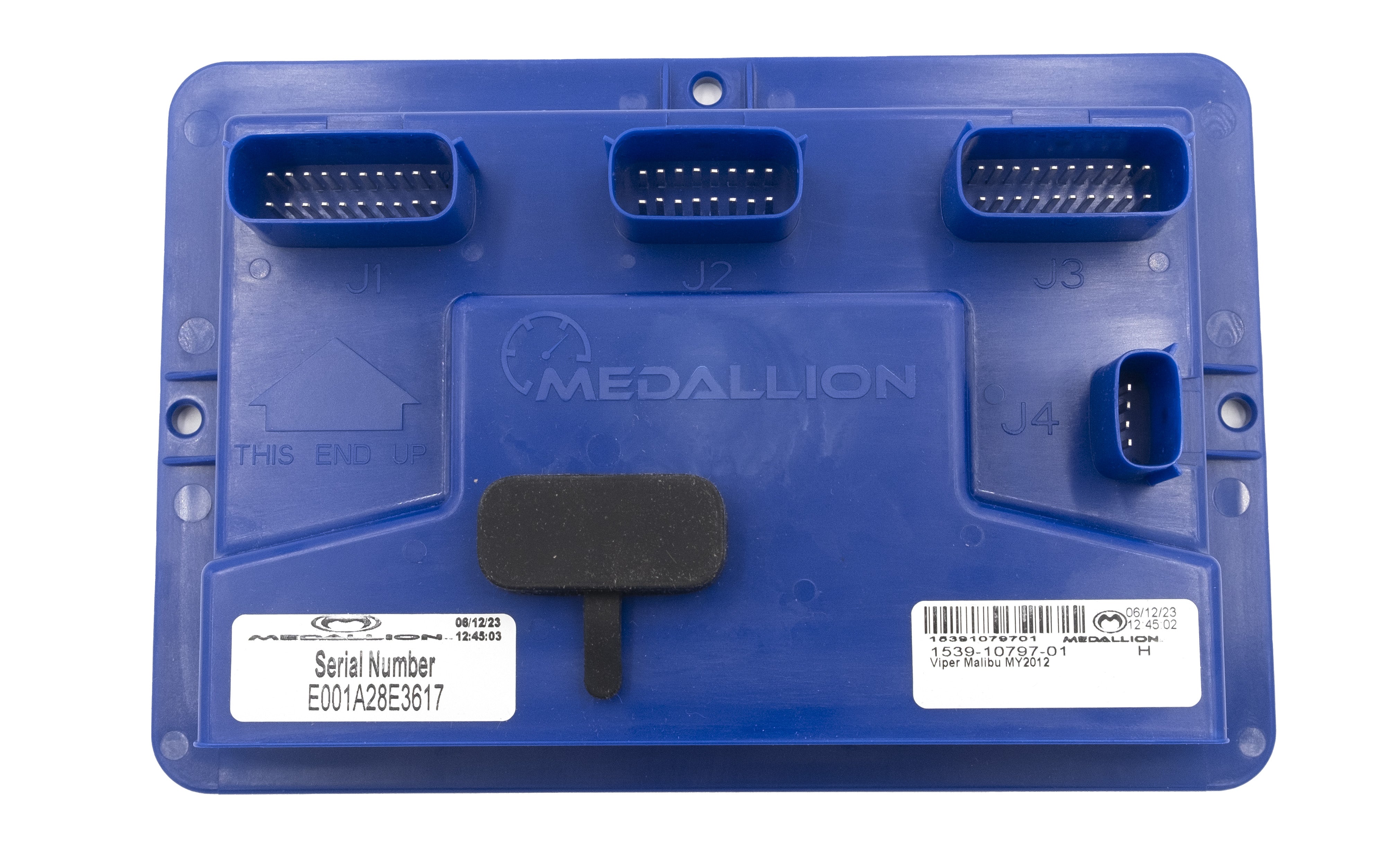 Blue Viper Module (Medallion) for Malibu 2009-2010, with four connector ports and serial number labels.