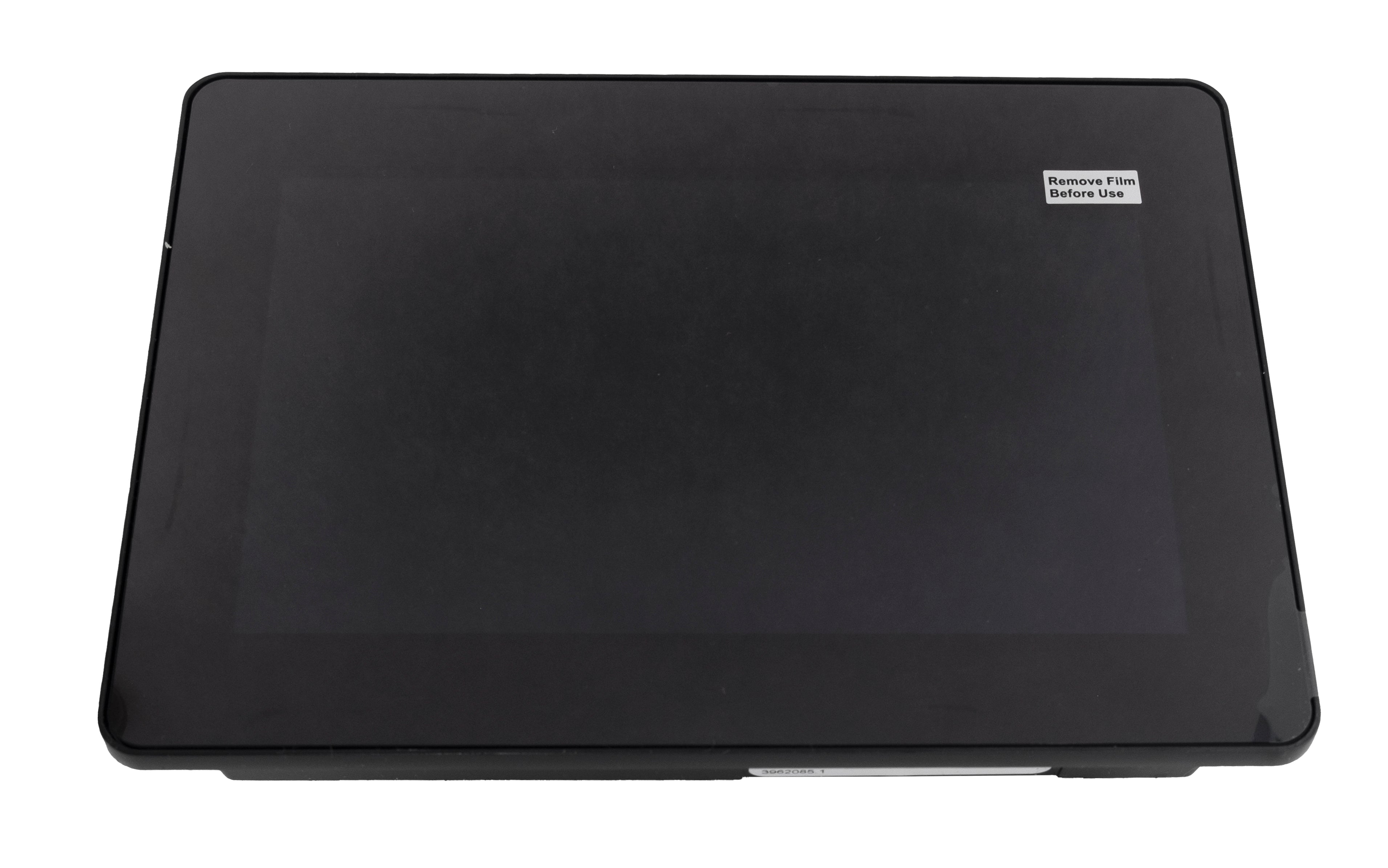 Black Malibu 7" touch screen display with a protective film, labeled "Remove Film Before Use," viewed from above.
