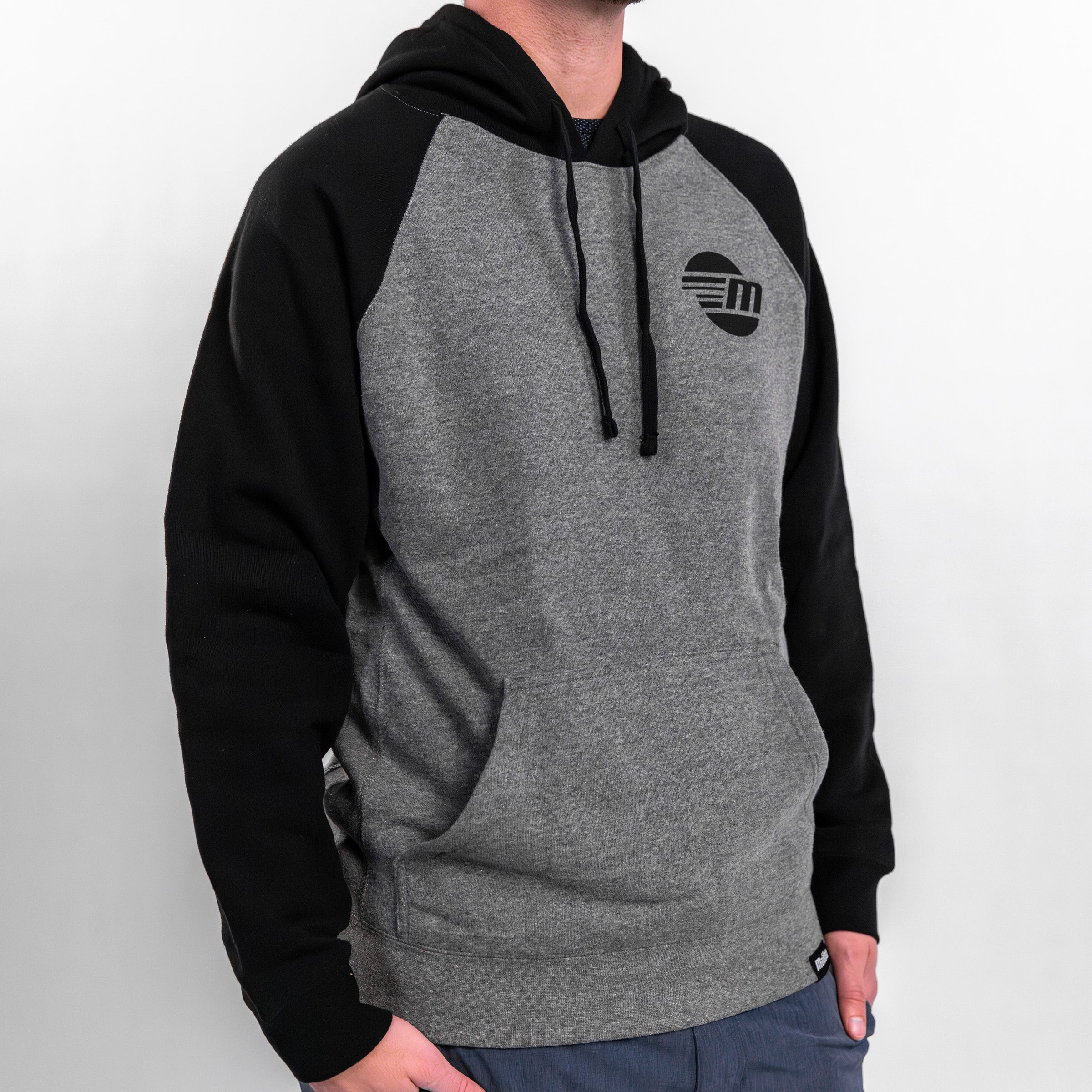 Malibu Hoodie featuring a gray body and black sleeves, designed for comfort and style for boating enthusiasts.