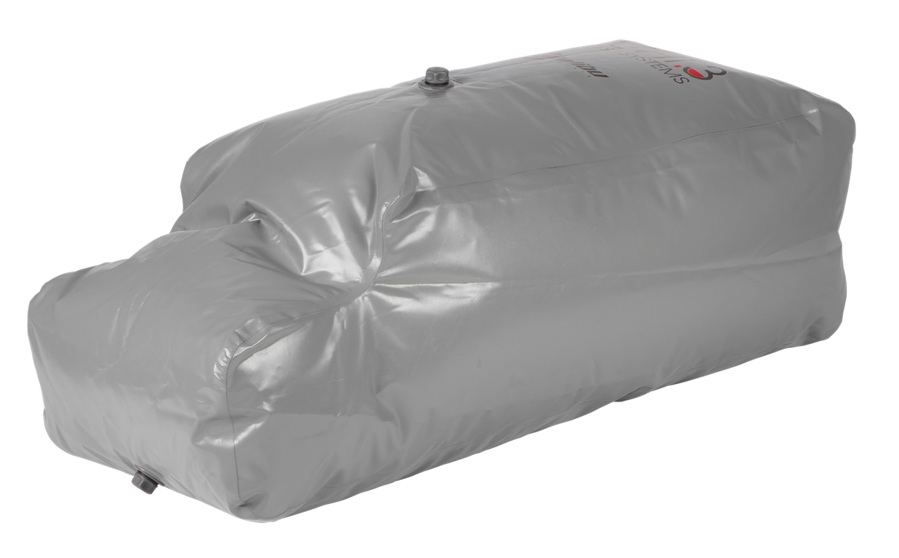 Eight.3 PNP Axis ballast with fittings, 900 lbs, wrapped in a silver protective cover for marine or industrial use.