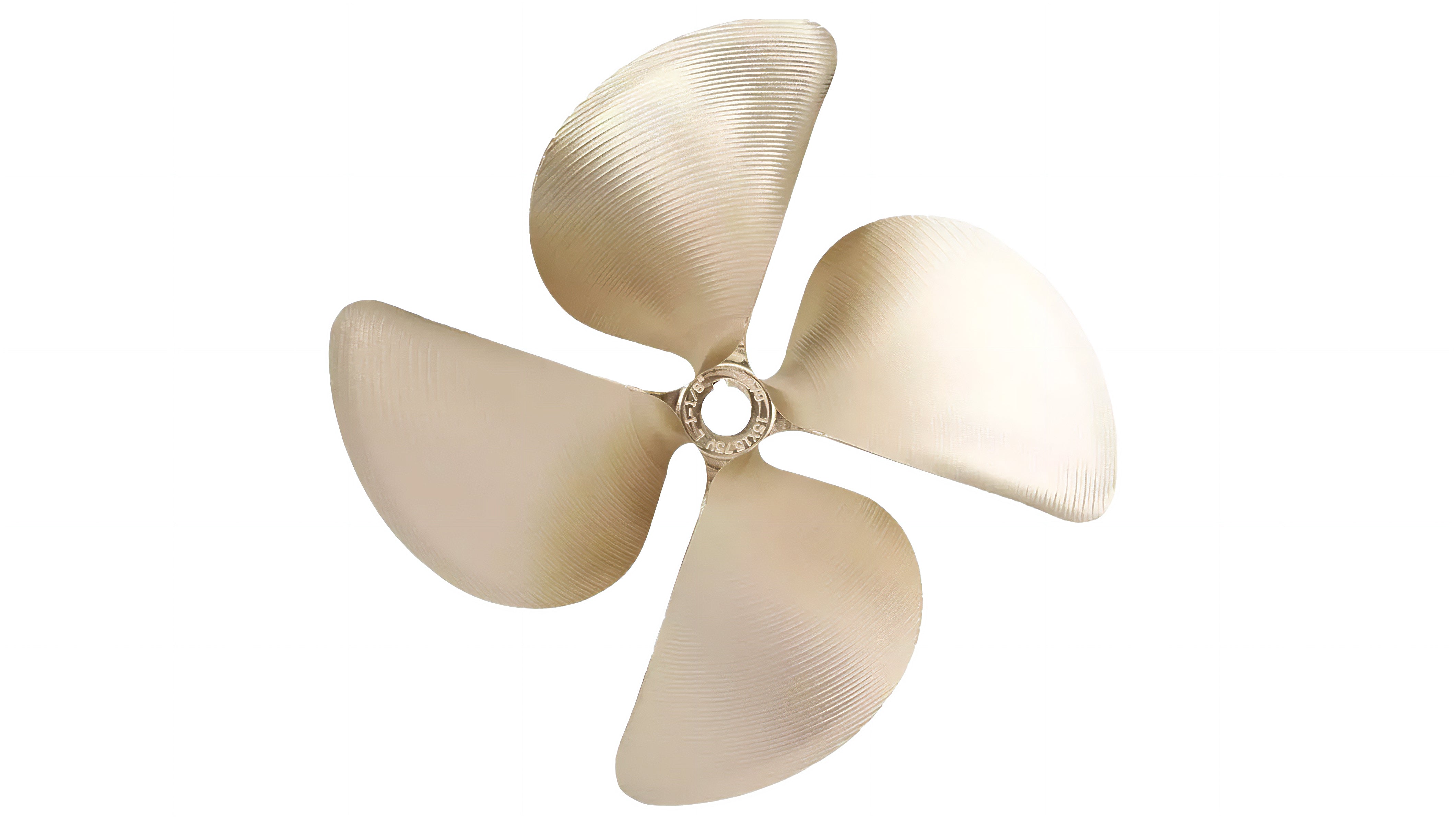 ACME 3089 15" x 11" boat propeller with four blades, made of durable material, designed for marine use.