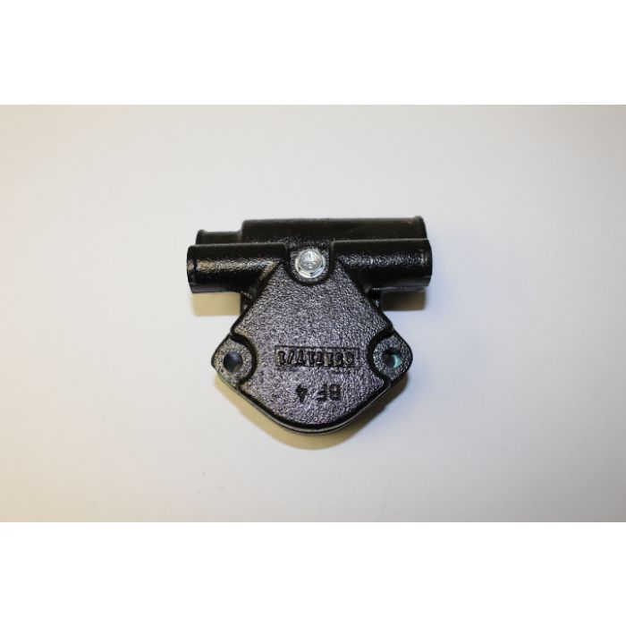 Black T-STAT HSG complete low/pro component with mounting holes and a central screw, on a white background.