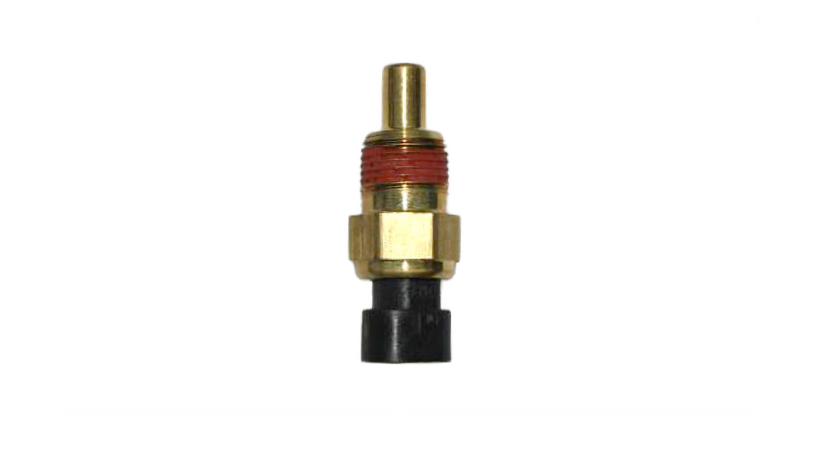 Coolant temperature sensor for Malibu and Axis boats, featuring a brass body and black connector for reliable performance.