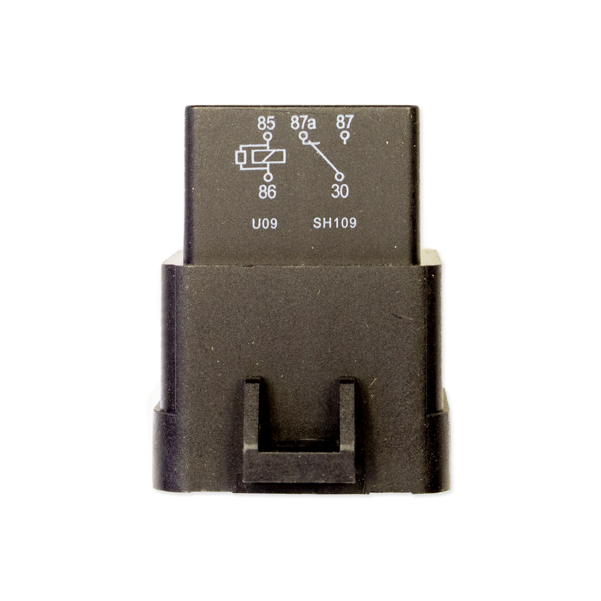 Indmar relay with black plastic housing, labeled terminals, and wiring diagram for automotive or marine electrical applications.