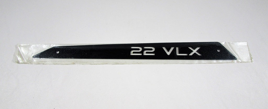Black backlit windshield model designation label reading "22 VLX" for starboard side, designed for 2016-2018 models.