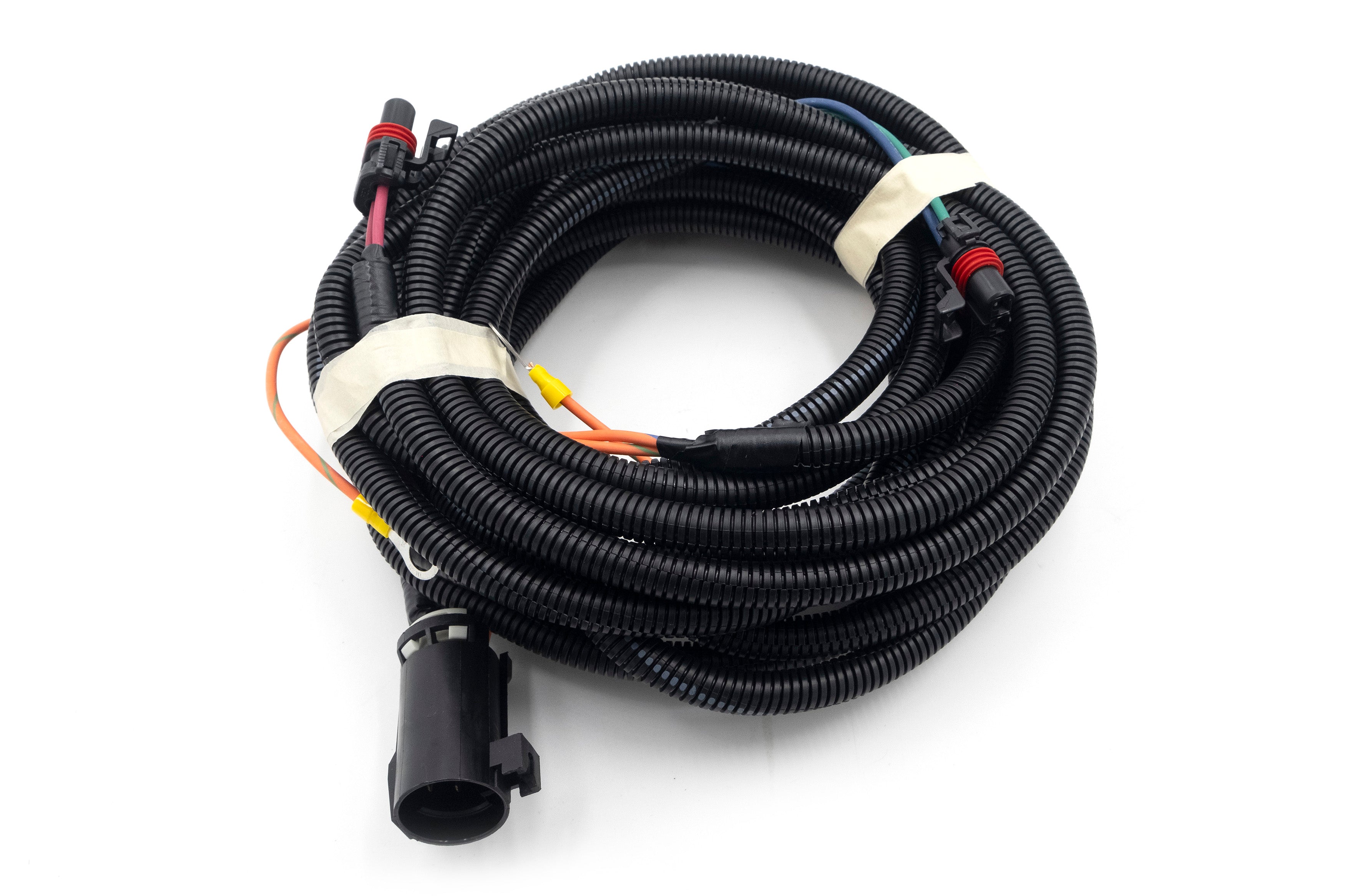 Coiled black relay module with multiple wires and connectors, designed for Power Wedge/Surf Gate 6-pack systems.