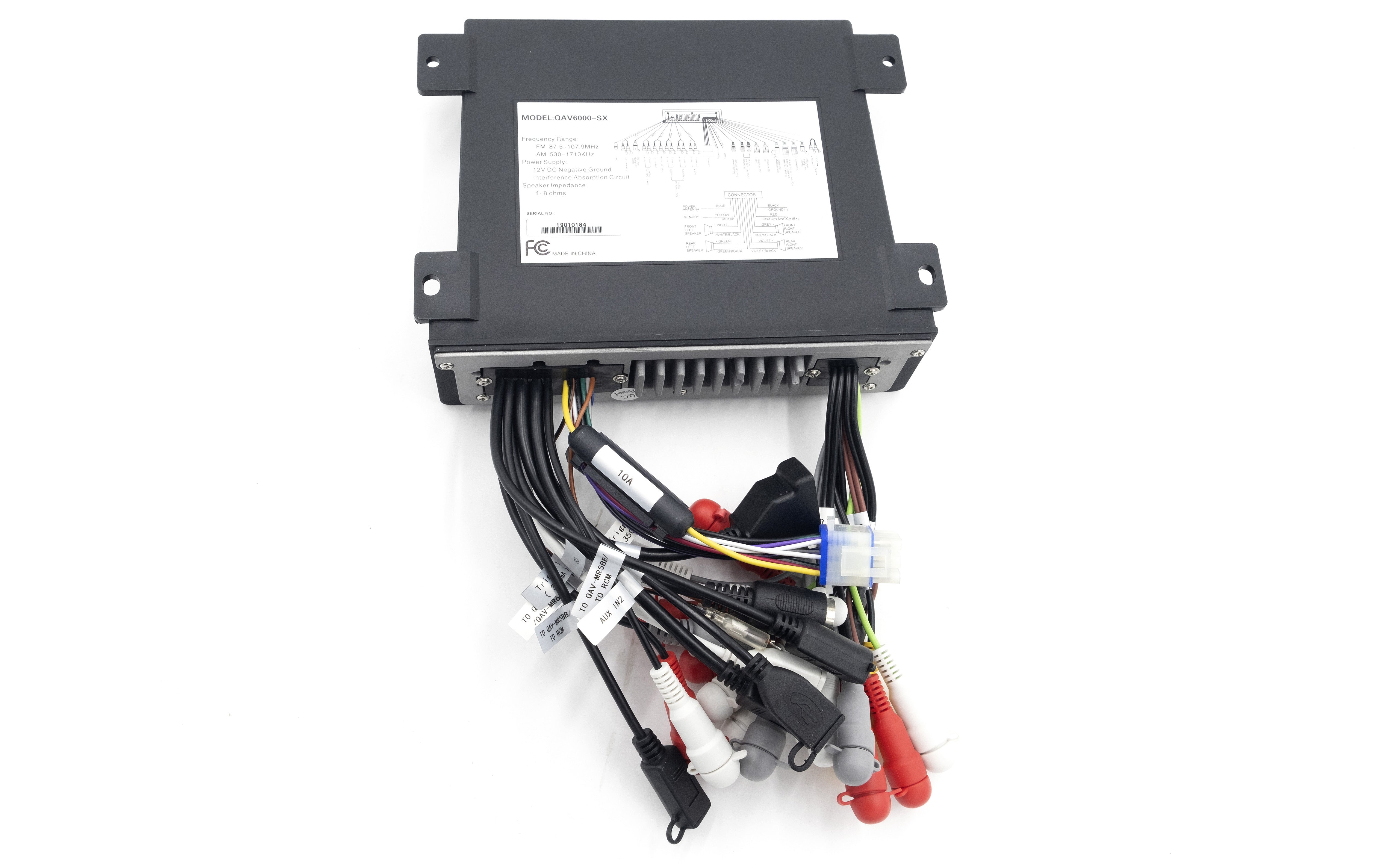 Rockford Fosgate RFX6000 Black Box with multiple wiring connections for audio system integration in boats.