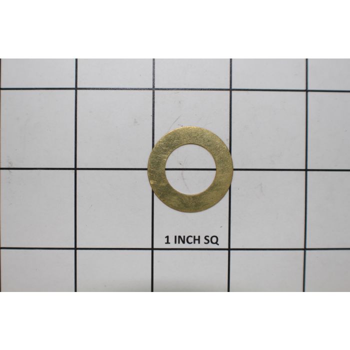 Brass washer for Indmar Raw Water Pump Shaft, 1-inch diameter, small circular component on grid background.