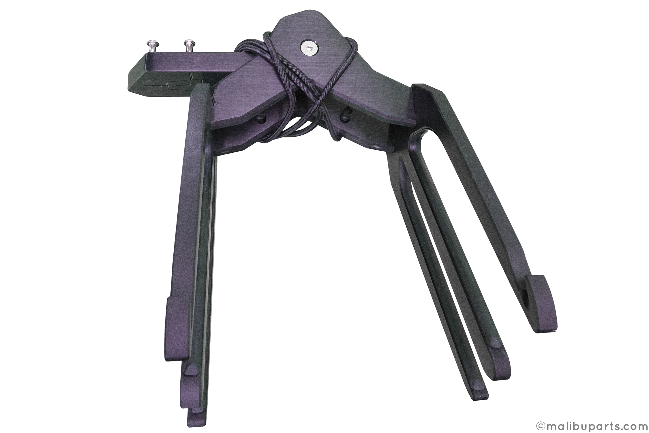 Black Axis Spinner Racks with foldable legs and cable ties, designed for versatile display and storage.