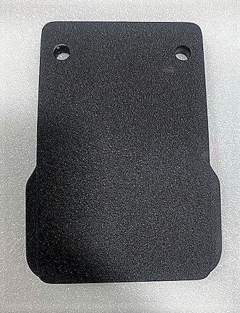 Black fixed slider bimini apex mount with two screw holes for secure attachment.