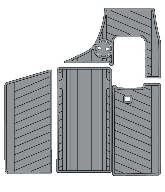 Diagram of the Axis A22 Soft Grip Top Deck Kit for skateboards, compatible with '09-'14 models, showing four separate grip deck pieces.