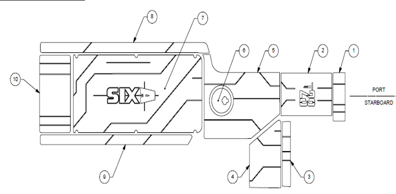 Diagram of the Axis T23 Soft Grip, showcasing its design features and components for enhanced boating performance.