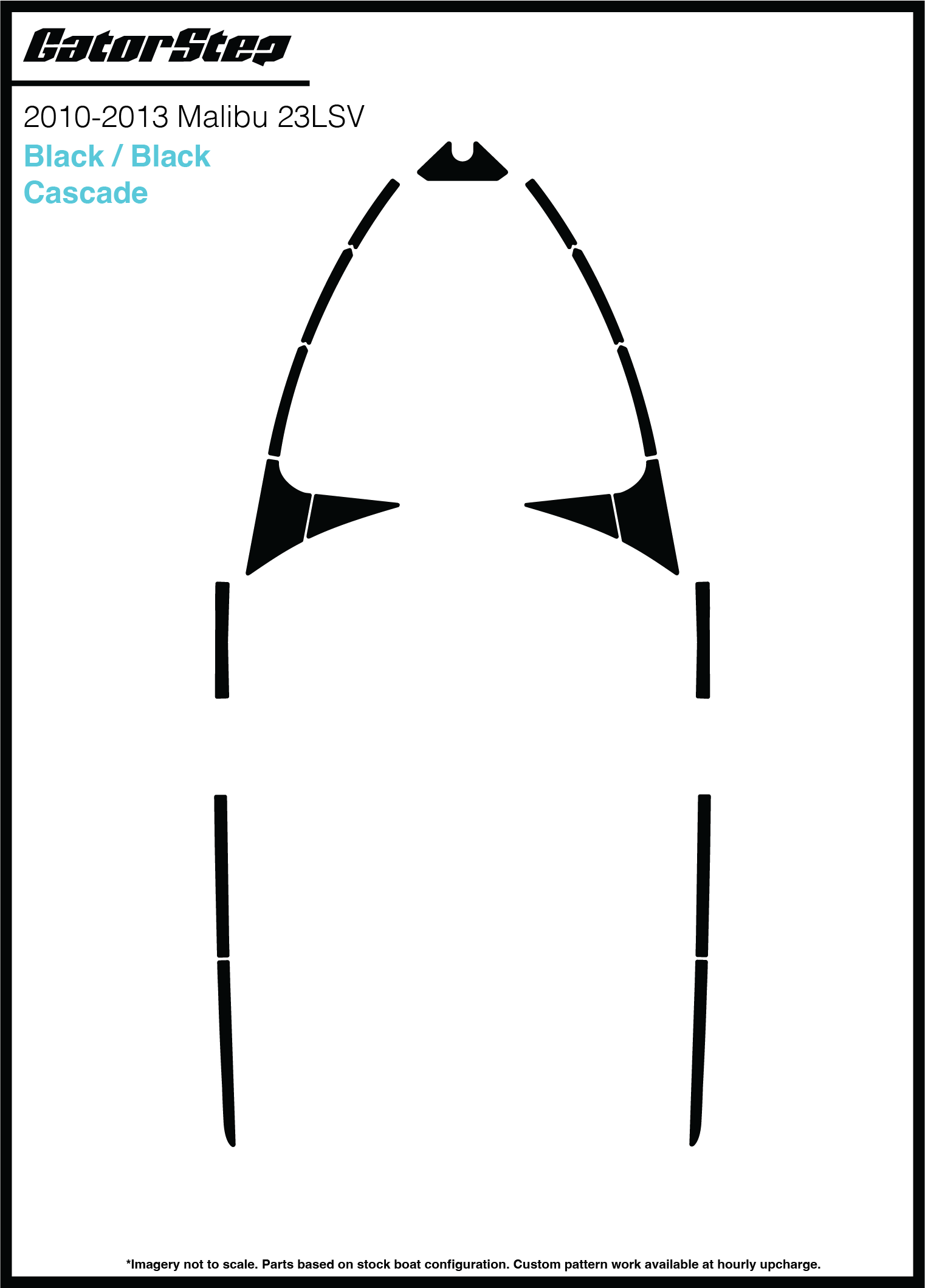 Diagram of Malibu 23LSV Soft Grip Kits, 2014 only, featuring black/cascade soft grip handles for boat steering.