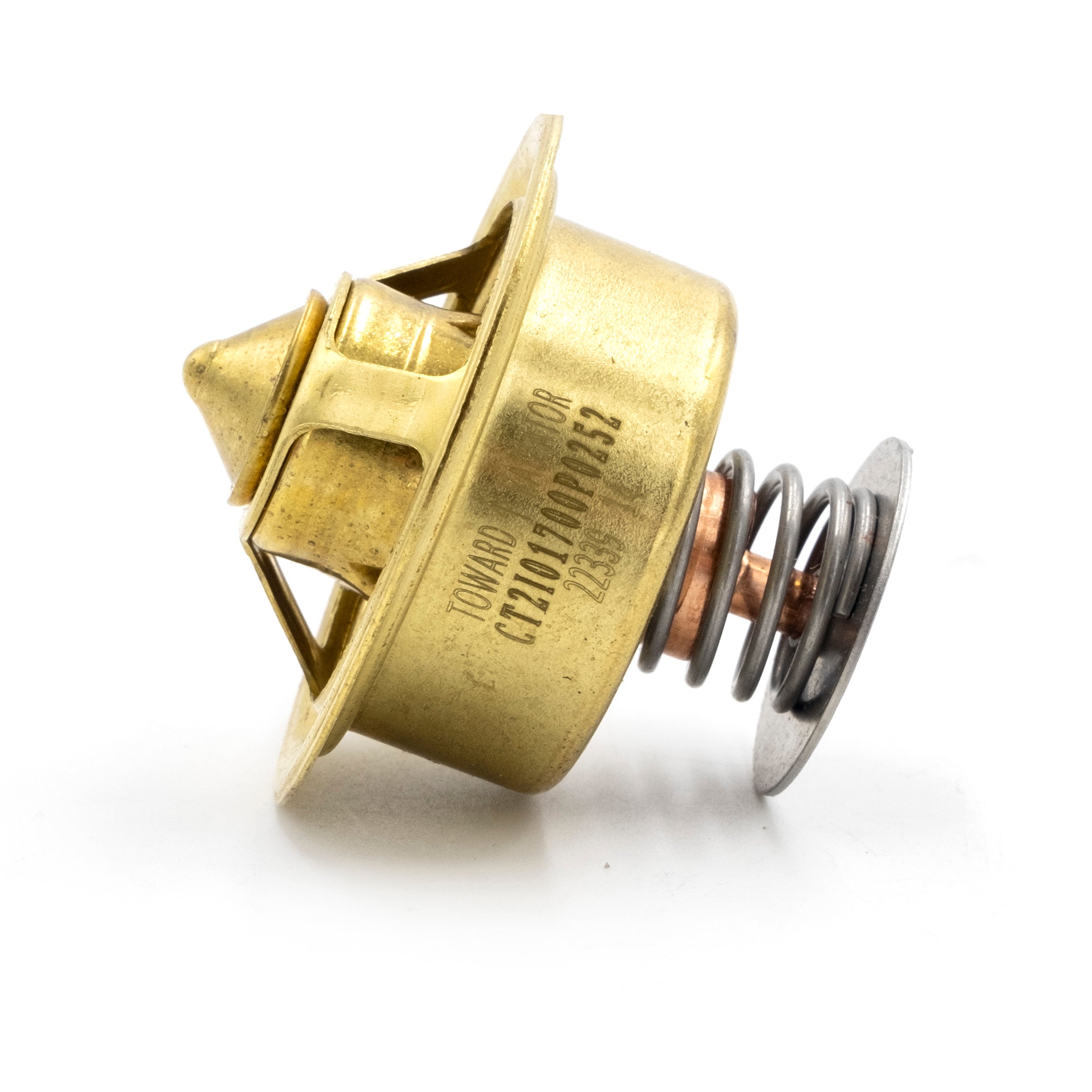 PCM Challenger 6.0L thermostat with a 170-degree temperature setting and a hole, designed for engine cooling systems.
