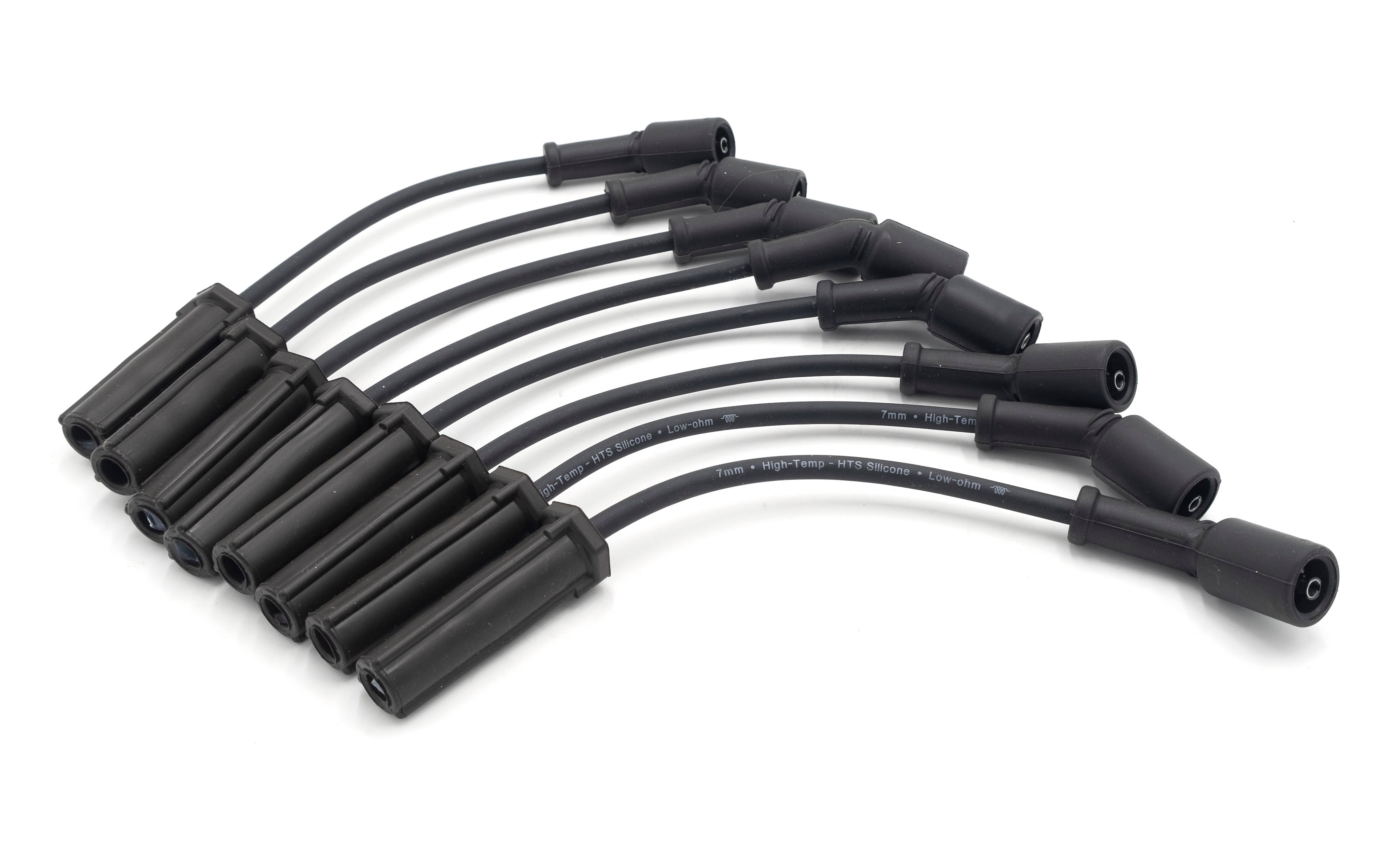 PCM Crusader spark plug wire set for 6.0L CAT, LSA, LSX engines, featuring black silicone insulation and high-temp, low-ohm design.