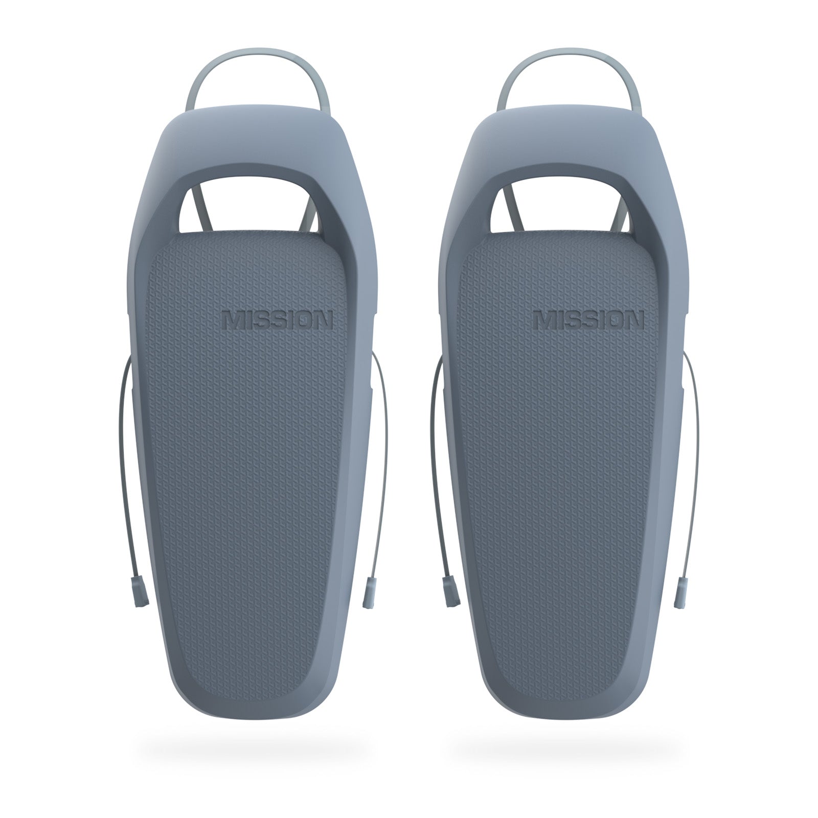 Pair of Mission Boat SENTRY 2.0 boat fenders with textured surface and adjustable lanyards for protecting boats from impact.