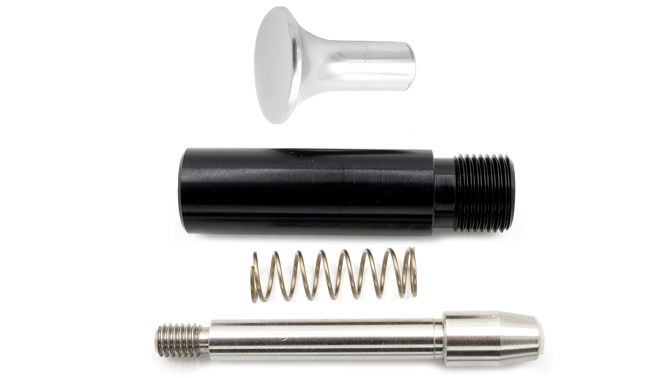 Complete G3/G4/G5 spinning rack pull-pin assembly with black and silver components, spring, and threaded pin for installation.