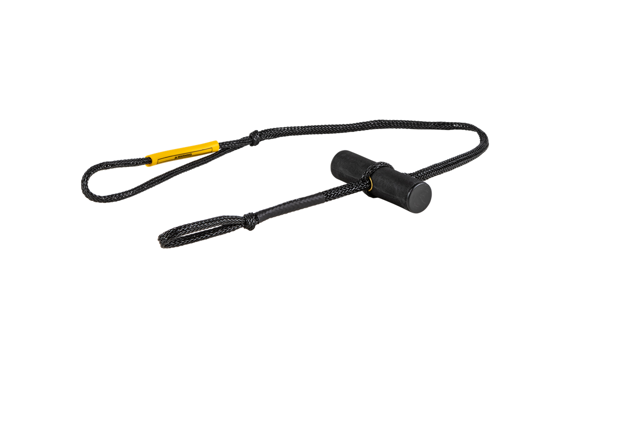 2025 Ronix T-Wrap Handle with black braided rope and foam grip, designed for water sports and wakeboarding.