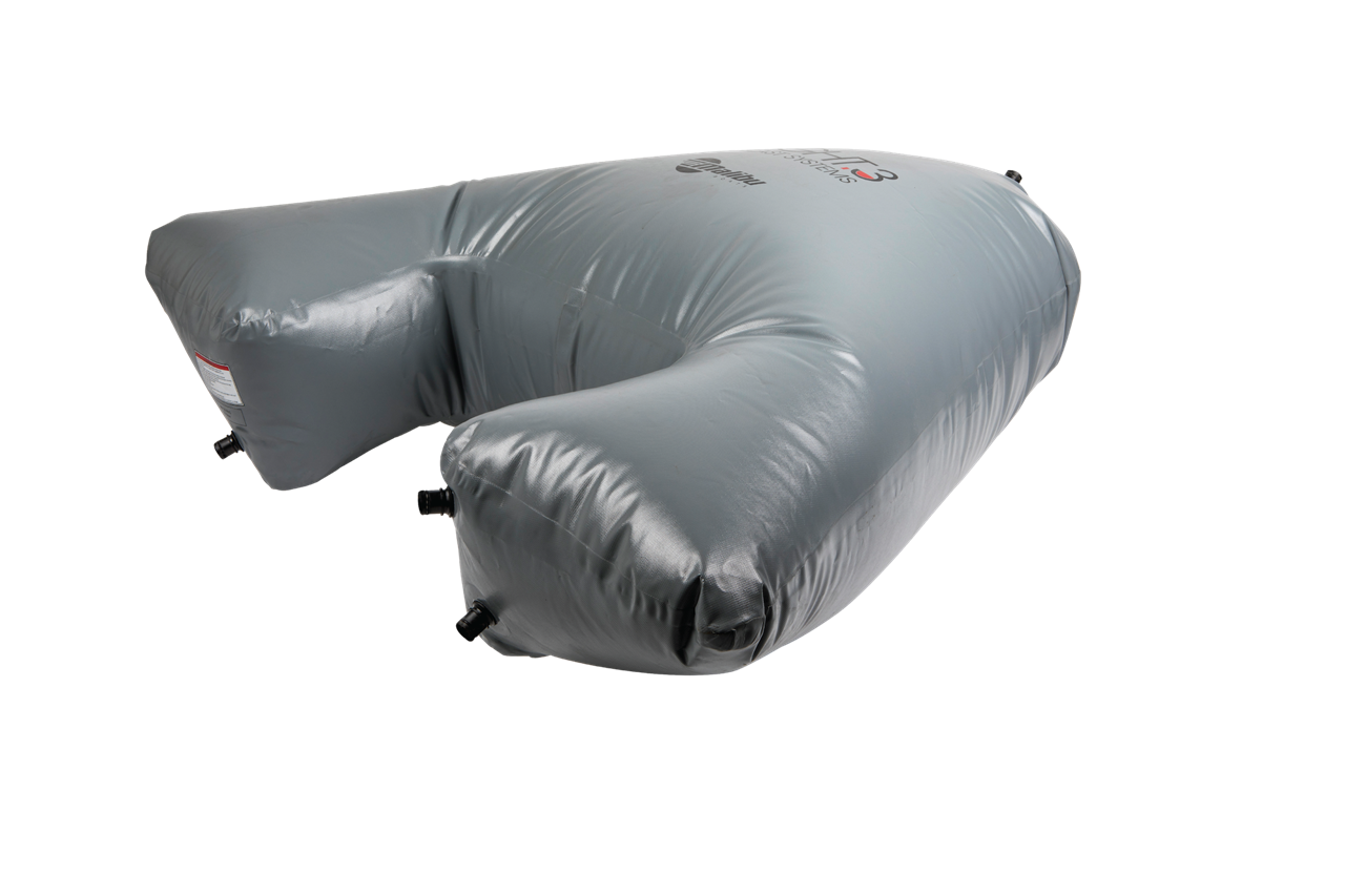 Eight.3 PNP Axis Bow Ballast with fittings, 800 lbs capacity, inflatable gray ballast bag for marine use.