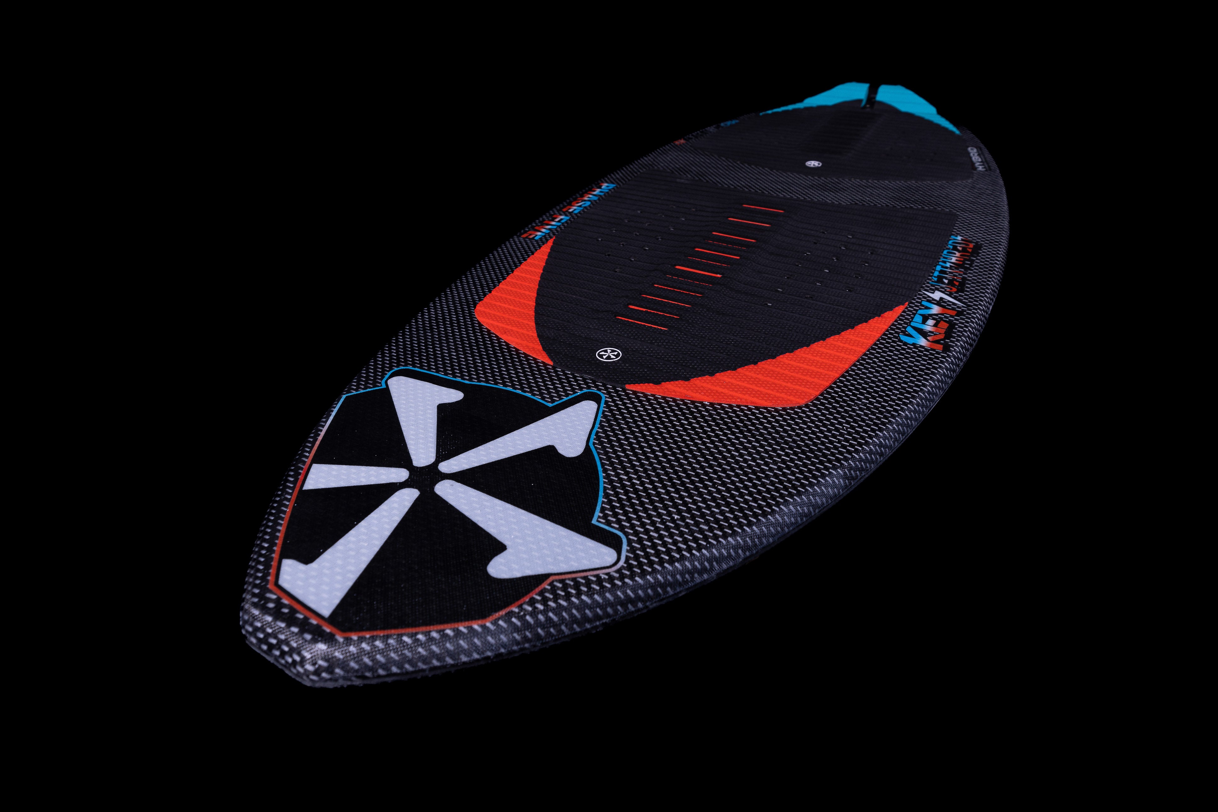 2025 Phase 5 Key Jett Shreds skim board featuring a sleek design with a textured surface and vibrant graphics.