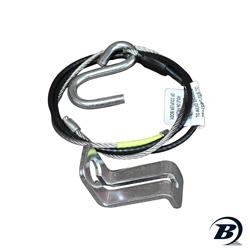 Breakaway cable with actuator XR-84/DX-85 disc, featuring a hook and safety clip for secure attachment.