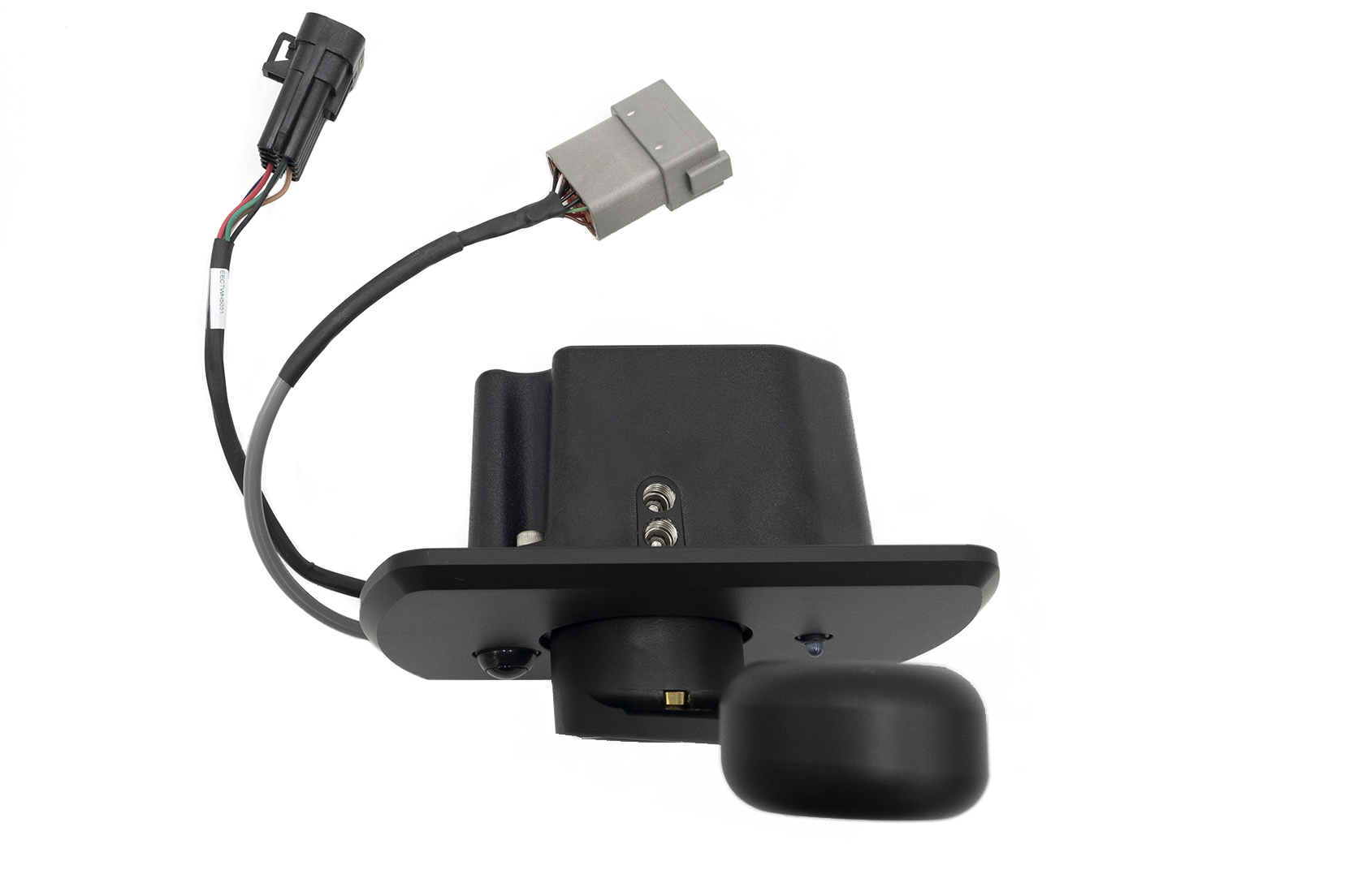 ZF replacement E-Control shifter with black handle and wiring, designed for vehicle transmission control systems.