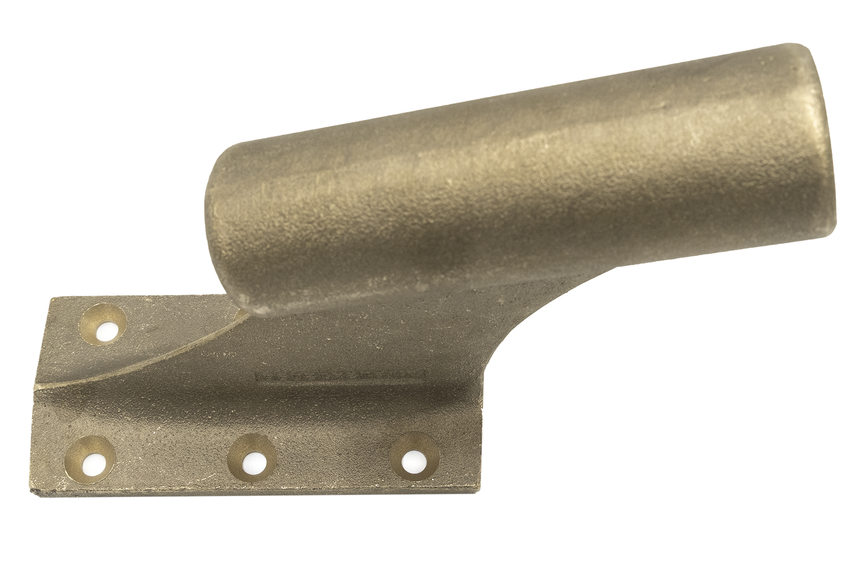 Metal support bracket with a 1-1/4 inch diameter, featuring a cylindrical arm and four mounting holes.