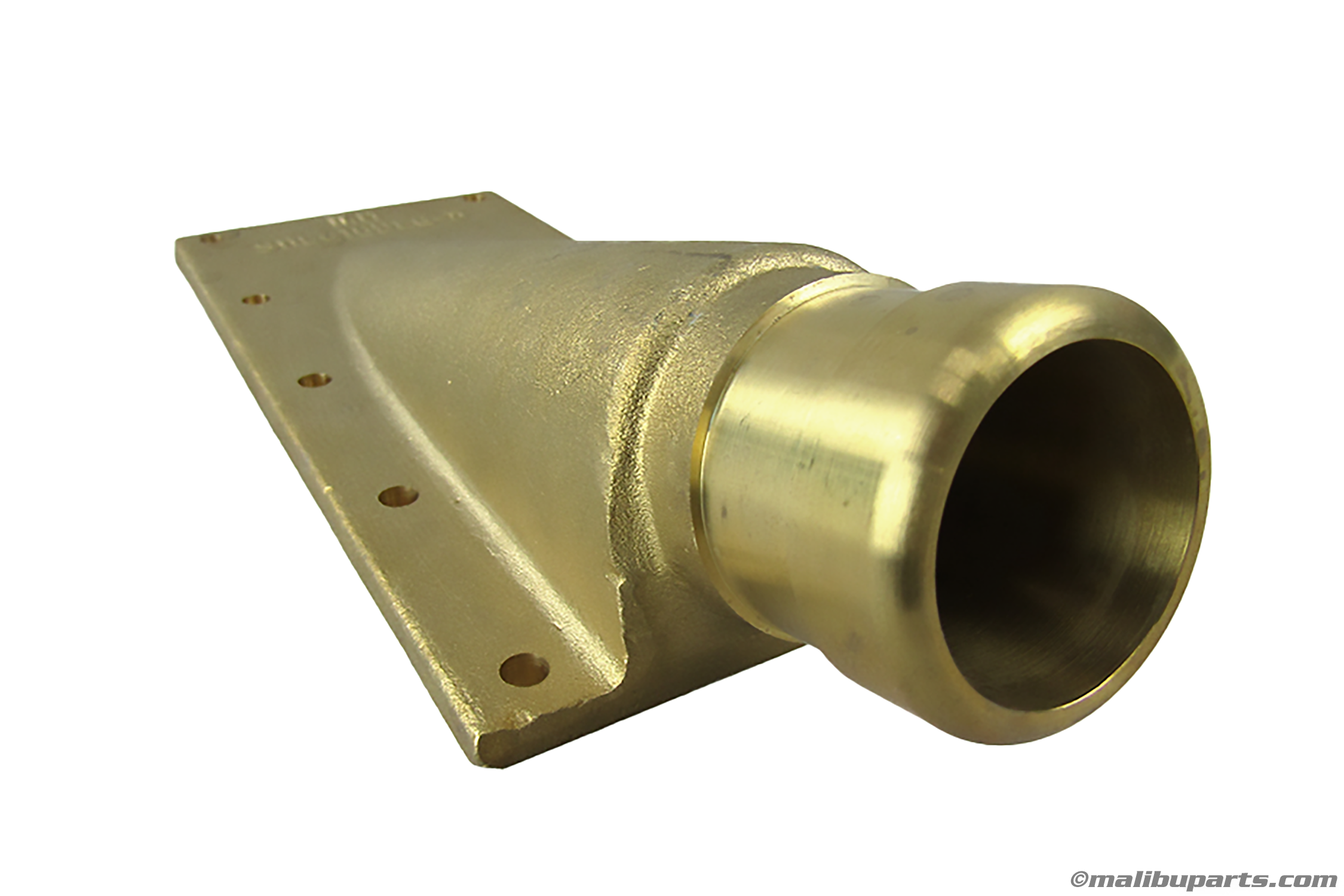 Gold-colored shaft log, 1 1/8 inch diameter, with mounting flange and bolt holes for marine propulsion systems.