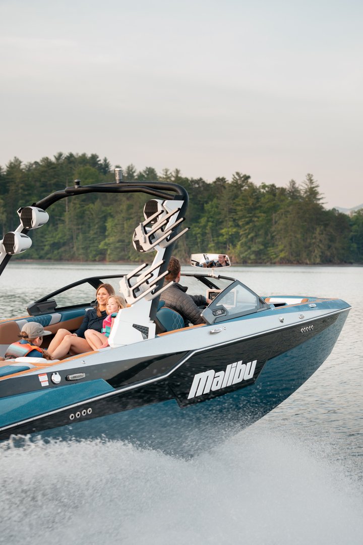 Billet gray VR-140 panoramic 180 degree malibu boat mirror