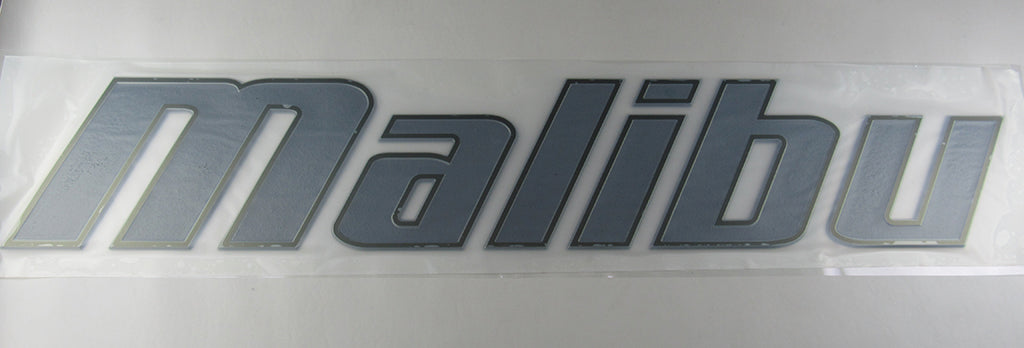 Malibu emblem M235-Black, a black and gray car badge with "Malibu" text on a white background.