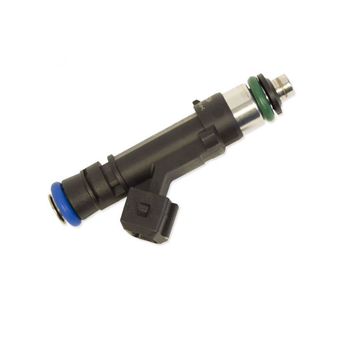 Fuel injector 4 Bar EV-14 with black body, green and blue seals, and electrical connector for precise fuel delivery.