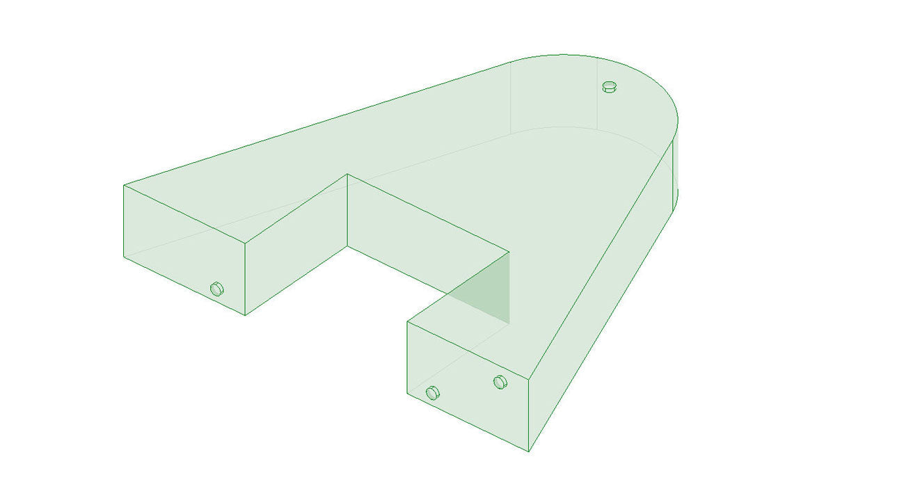 3D transparent green CAD model of the Axis PNP 550 lbs Bow FatSac with mounting holes.