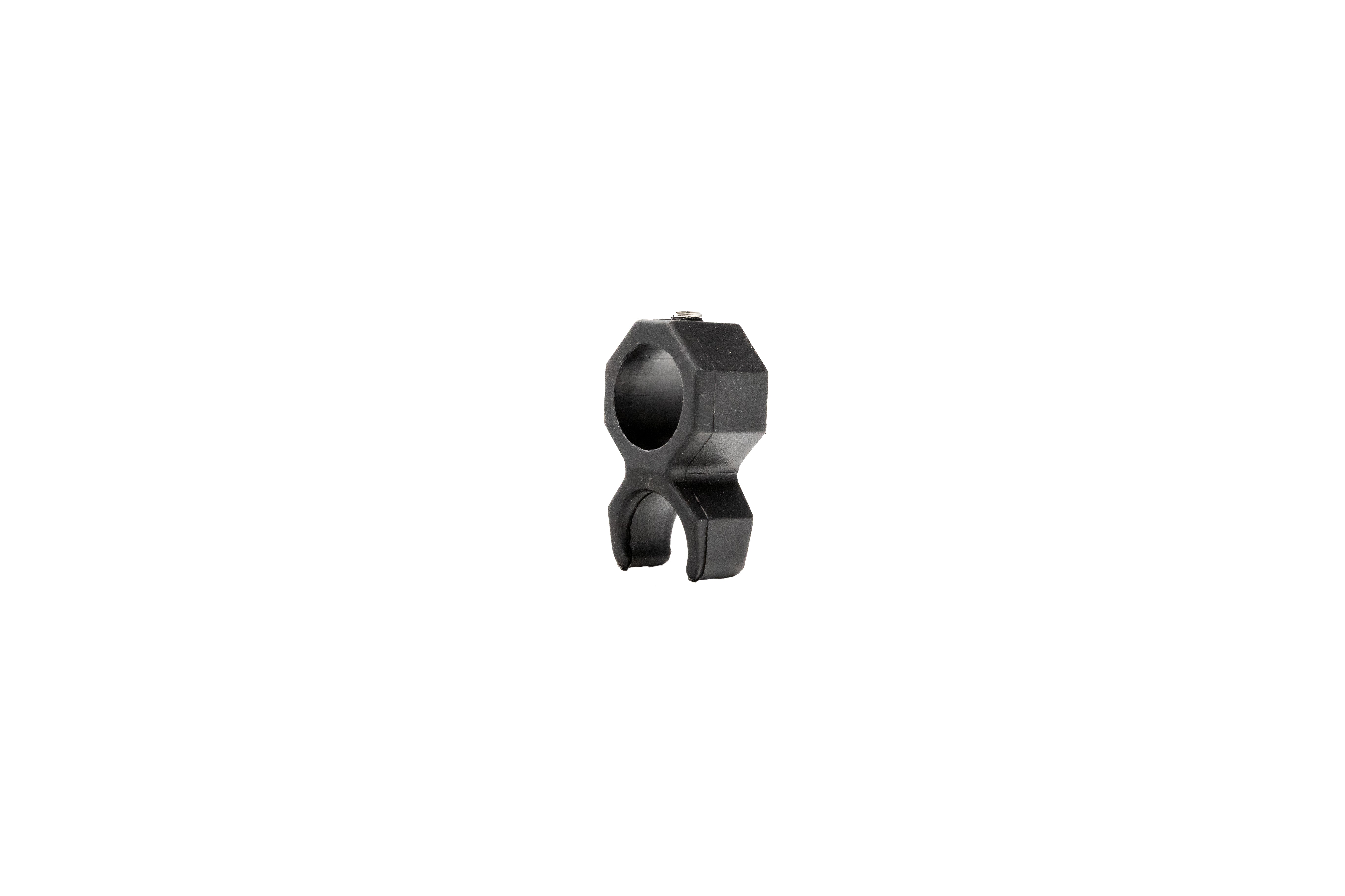 Black Bimini support pole clip, 7/8-inch diameter, for securing boat bimini tops and accessories.
