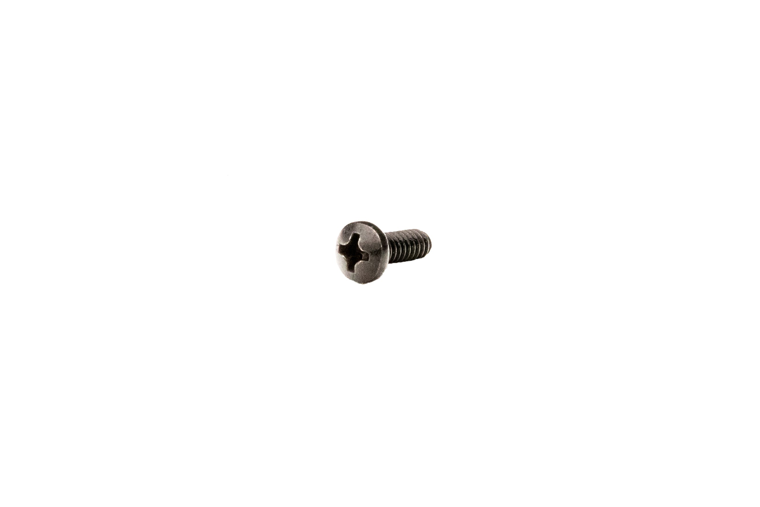 Phillips pan head screw, size 32 x 3/8 inch, #6, with a cross-shaped drive for Phillips screwdriver, isolated on white background.