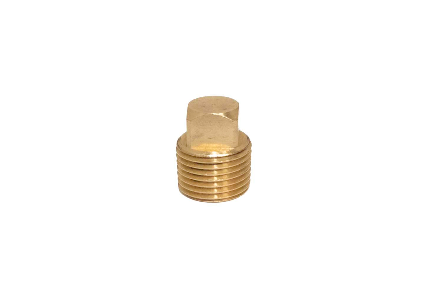 Brass 1/2 inch drain plug with threaded end, used for plumbing and drainage applications.