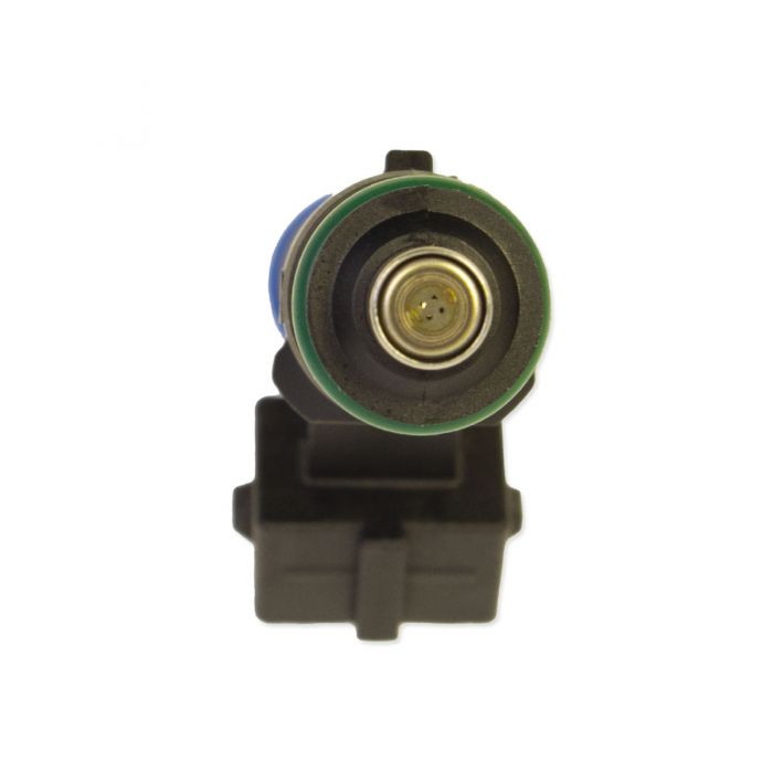 Fuel injector 4 Bar EV-14 with green sealing ring, metal nozzle, and black plastic connector for precise fuel delivery.