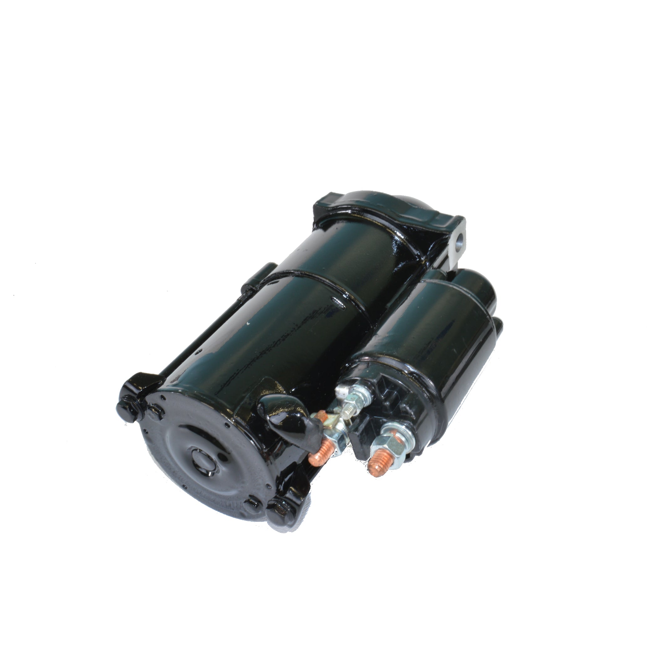 Black PCM 6.0L bottom mount starter motor with electrical connections and mounting points, designed for heavy-duty engines.