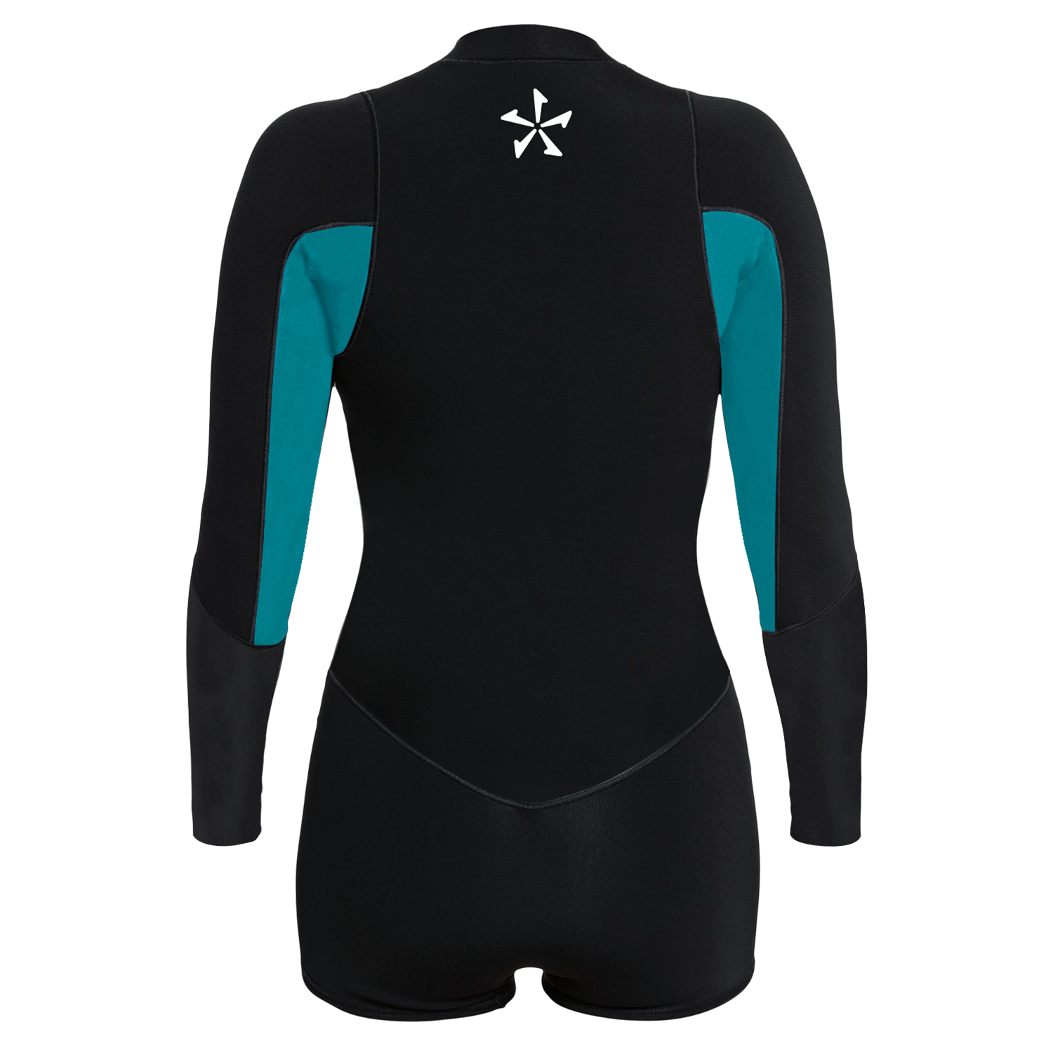 2025 Phase 5 Spring Wetsuit for ladies, black with teal accents, long sleeves, designed for spring water activities.