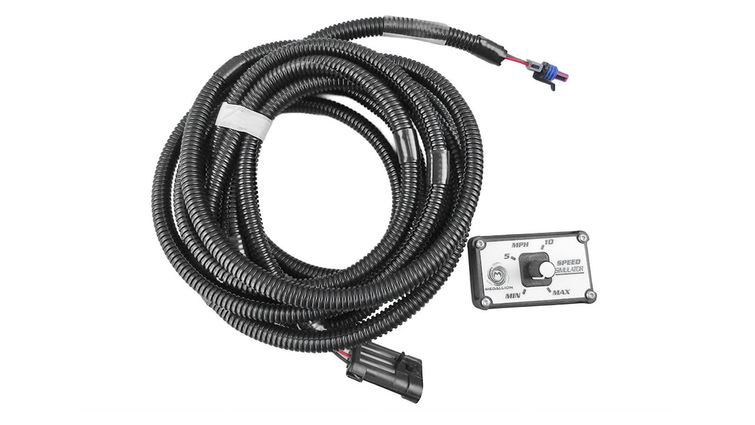Medallion Speed Simulator with wiring harness and control module for accurate speed readings on boats.