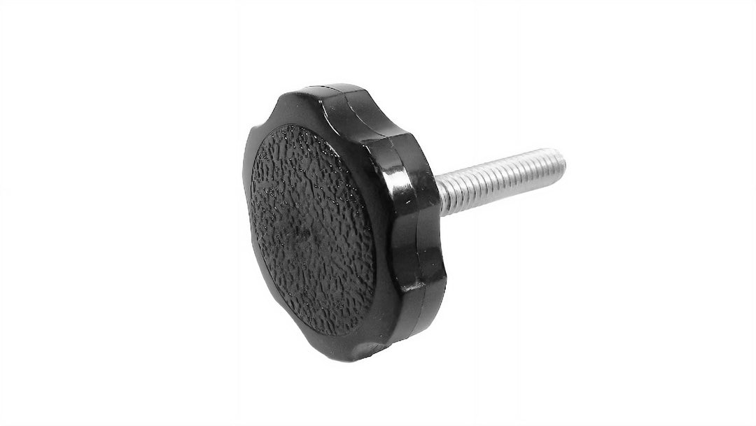 Malibu Plastic Thumb Head Screw with a textured black knob and a metal threaded shaft for easy adjustment.