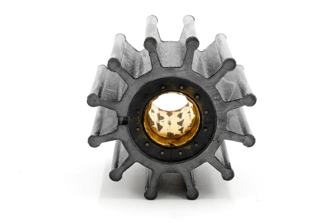 Malibu &amp; Axis Indmar/M-Series Impeller Kit, black plastic and brass components for marine jet drive propulsion systems.