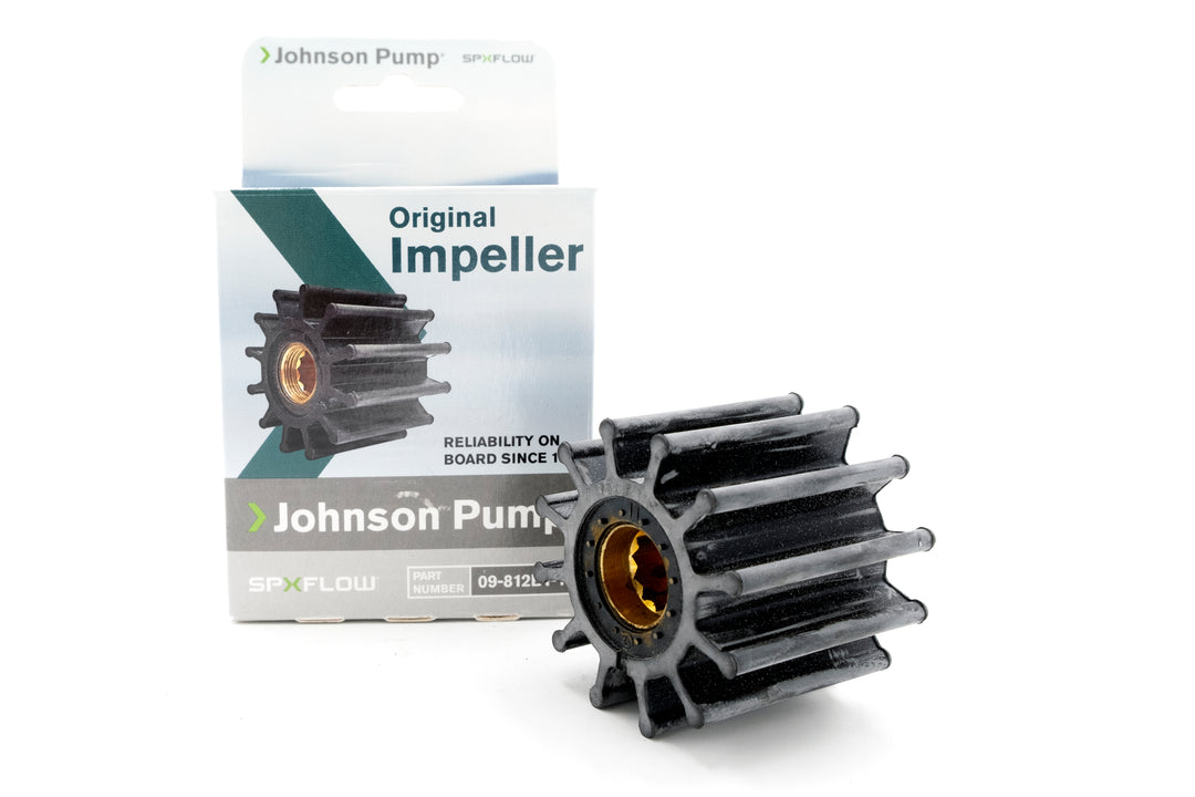 Impeller kit for Malibu &amp; Axis boats, compatible with Indmar/M-Series engines, featuring a black plastic and brass component.