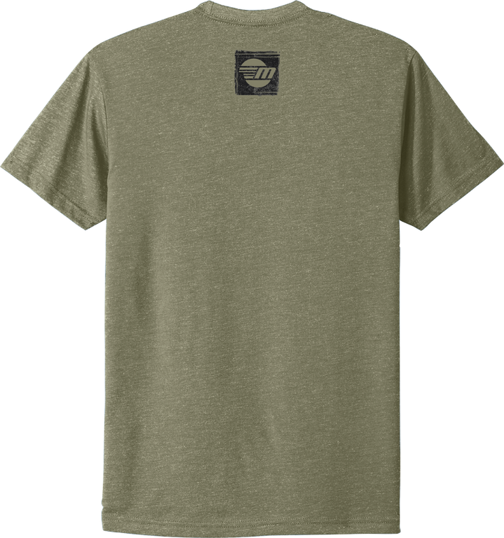 Olive green Malibu Freedom Tee 2.0 with a small black graphic logo on the back neckline.