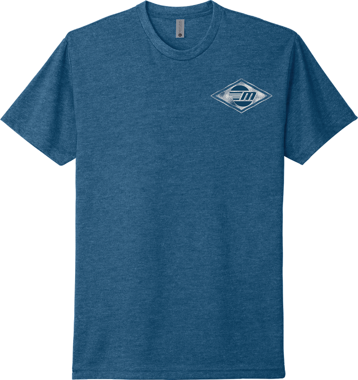 Blue Malibu Surfer Tee with a small, vintage-style logo on the upper left chest area.